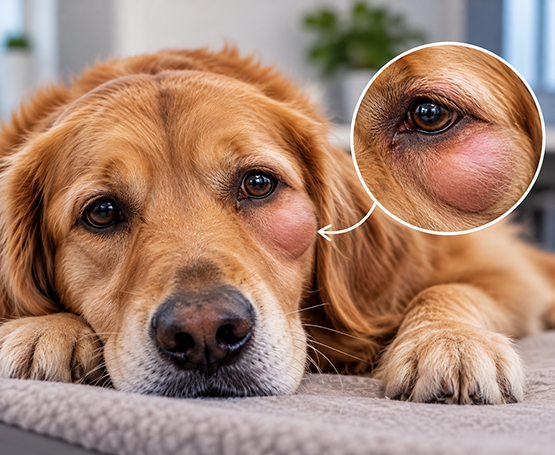 Köpekte Yüz ve Göz Altında Şişlik